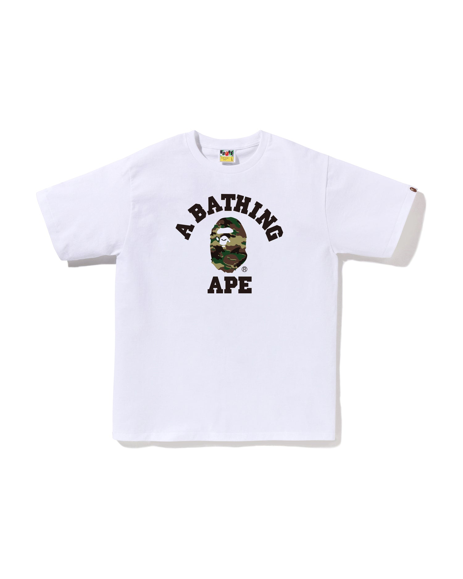 A BATHING APE® Glitch Woodland Camo College Tee | Bape official