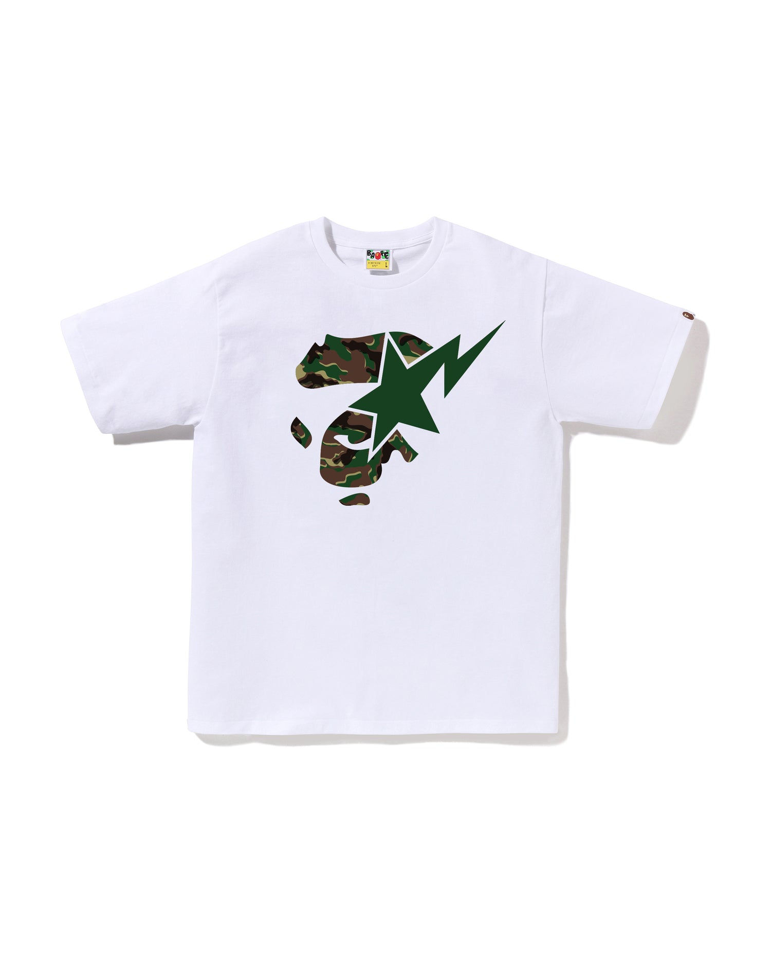 A BATHING APE® Glitch Woodland Camo Ape Face STA Tee | Bape