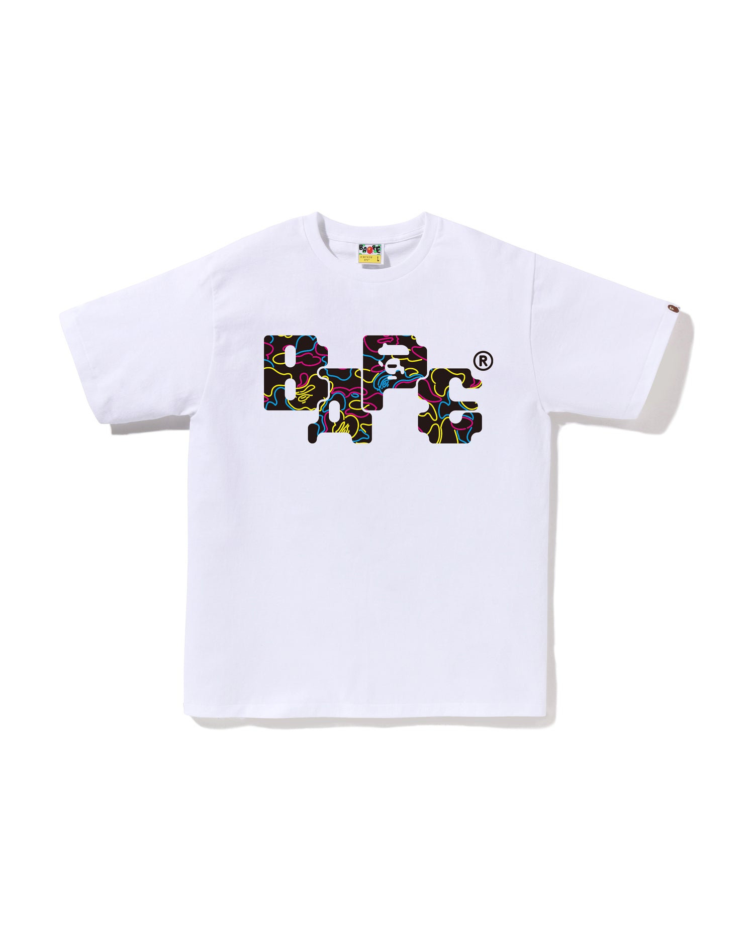 【A BATHING APE】3色展開 NEON CAMO 8BIT BAPE LOGO TEE UNISEX A BATHING APE® Neon Camo 8bit BAPE Logo Tee | Bape official