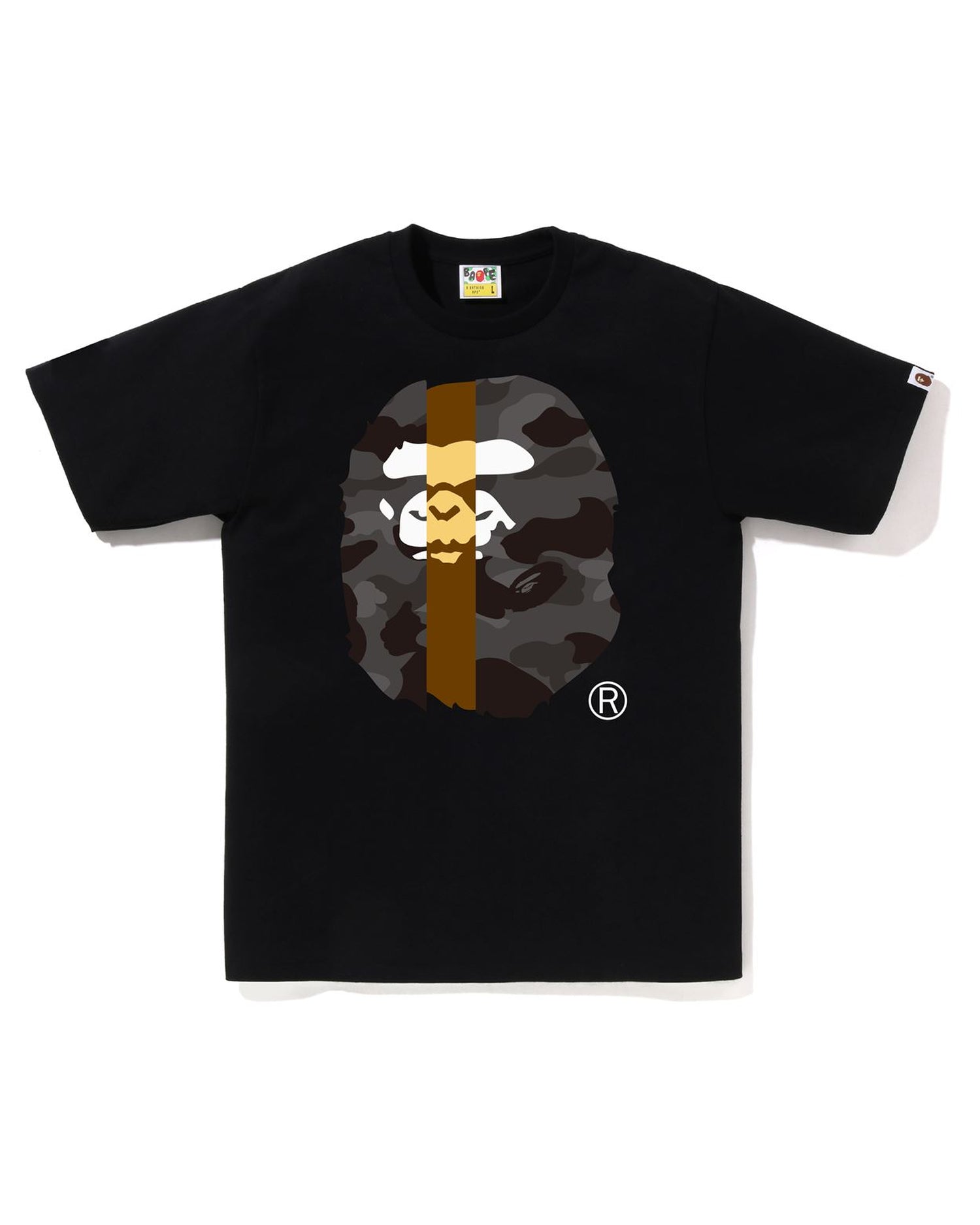 A BATHING APE Color Block Camo hot Short Sleeve T-Shirt XXL Size