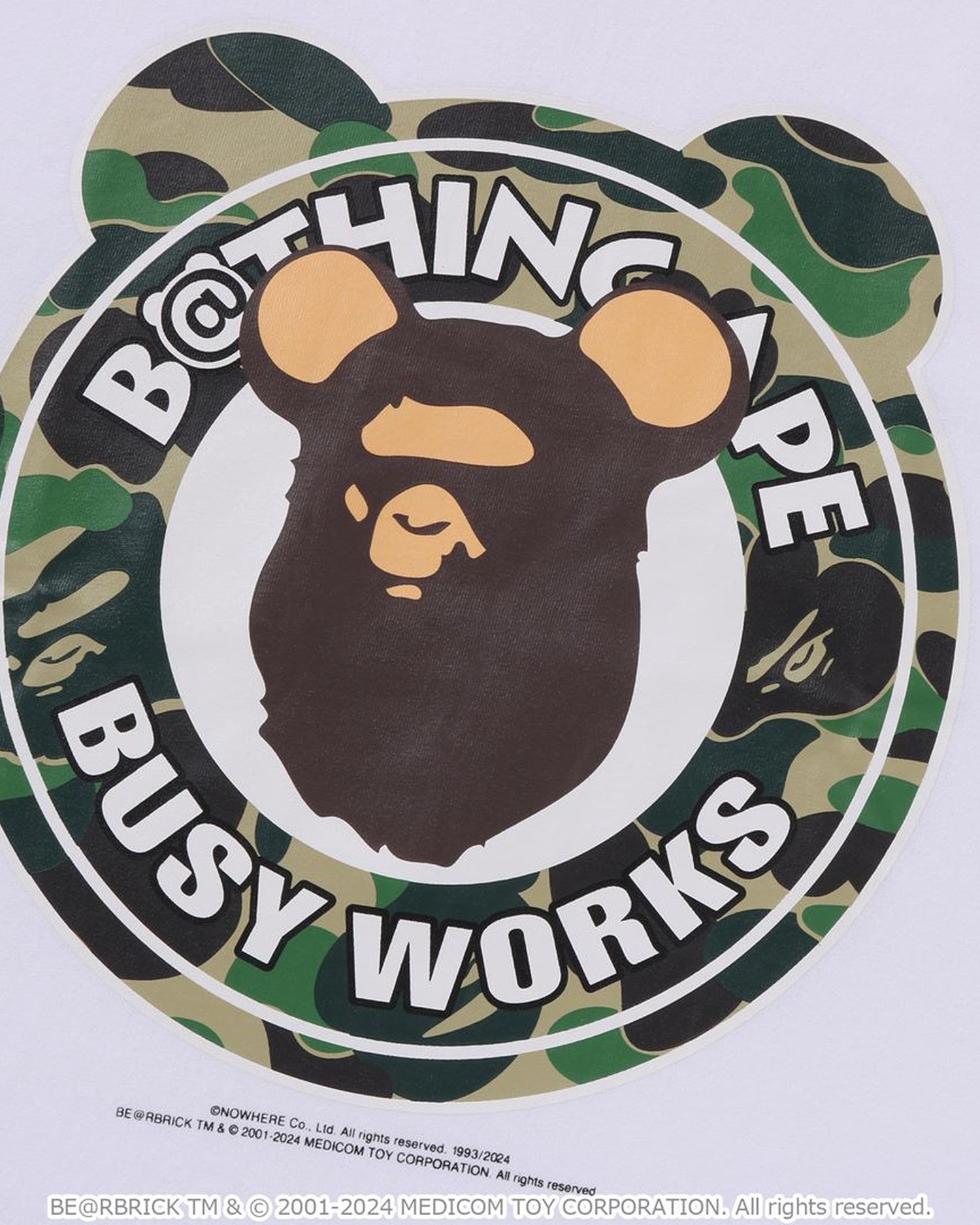 A BATHING APE BAPE X Medicom Toy Abc Camo BE R Busy Works Tee Bape official website INT.BAPE.COM