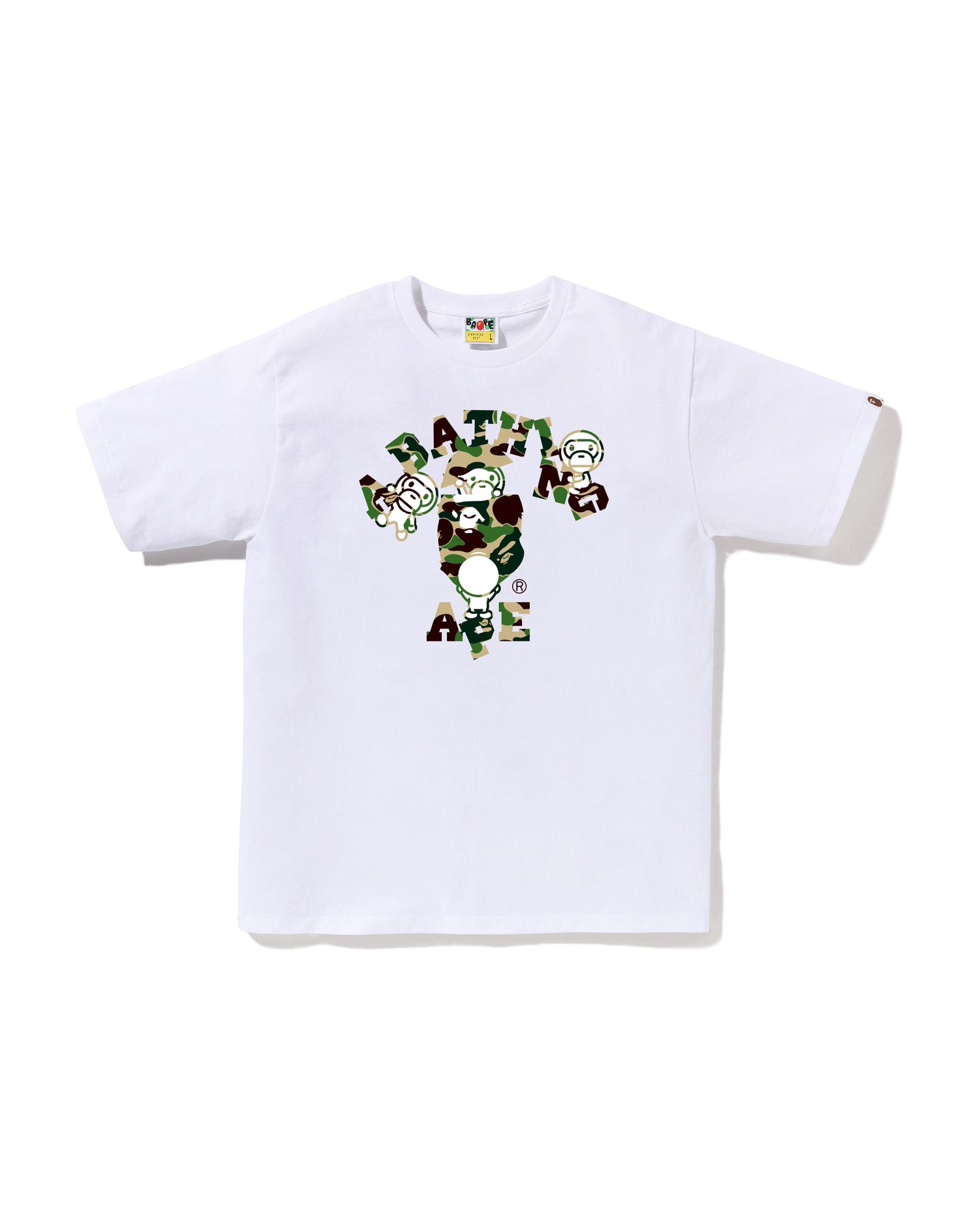 トップス BAPE ABC CAMO BABY MILO COLLEGE TEE ABC CAMO BABY MILO COLLEGE TEE | bape.com
