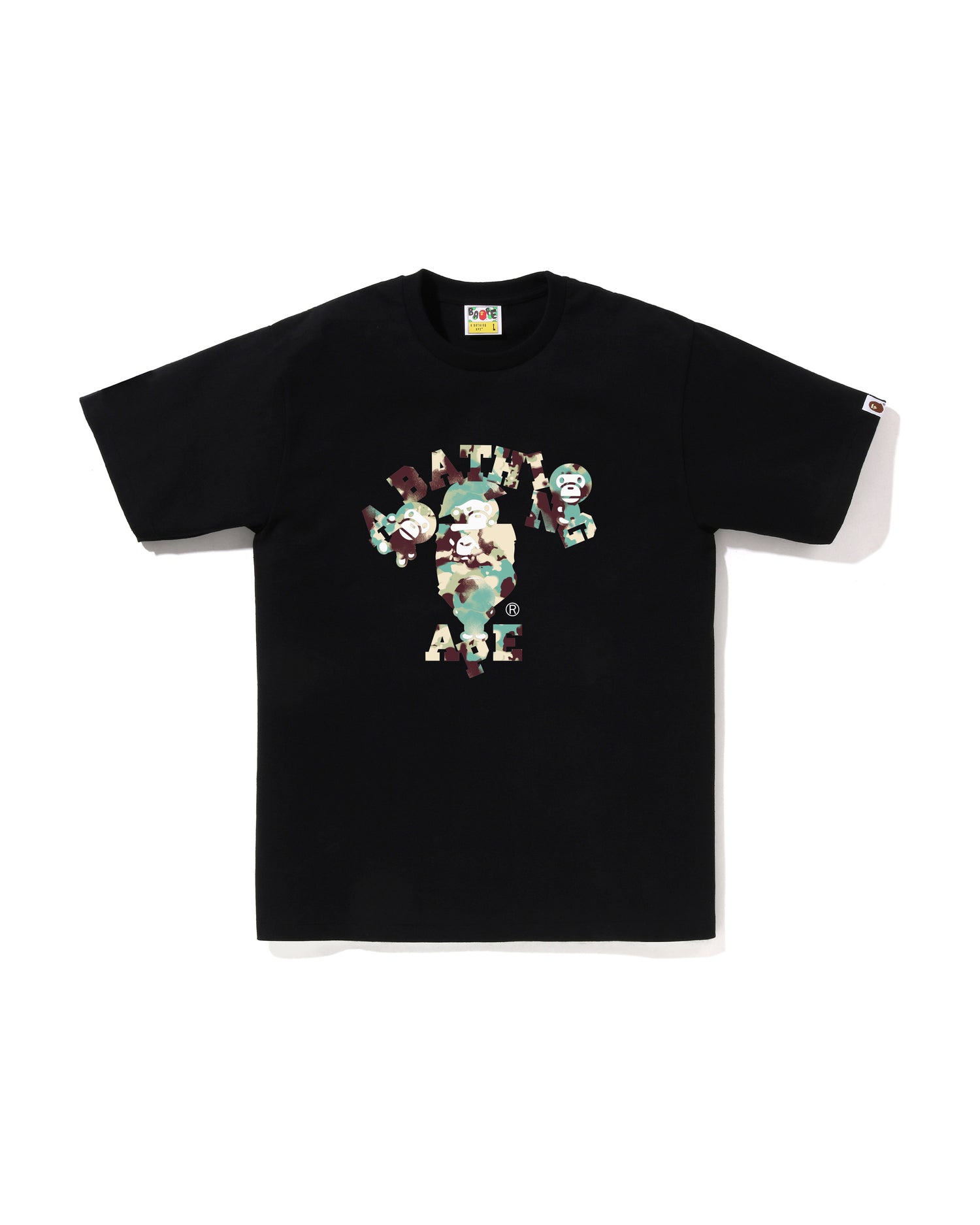【A BATHING APE】MAP CAMO COLLEGE MILO TEE /ブラック A BATHING APE® Map Camo College Milo Tee | Bape official
