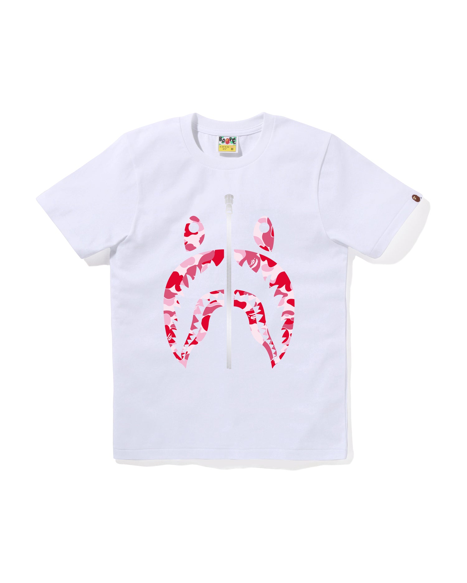 A BATHING APE アベイシングエイプ COLOR CAMO SHARK TEE カラーカモ シャーク クルーネック半袖Tシャツカットソー レディース ホワイト/ネイビー 001TEL802062L A BATHING APE（アベイシングエイプ） tシャツ COLOR CAMO SHARK TEE
