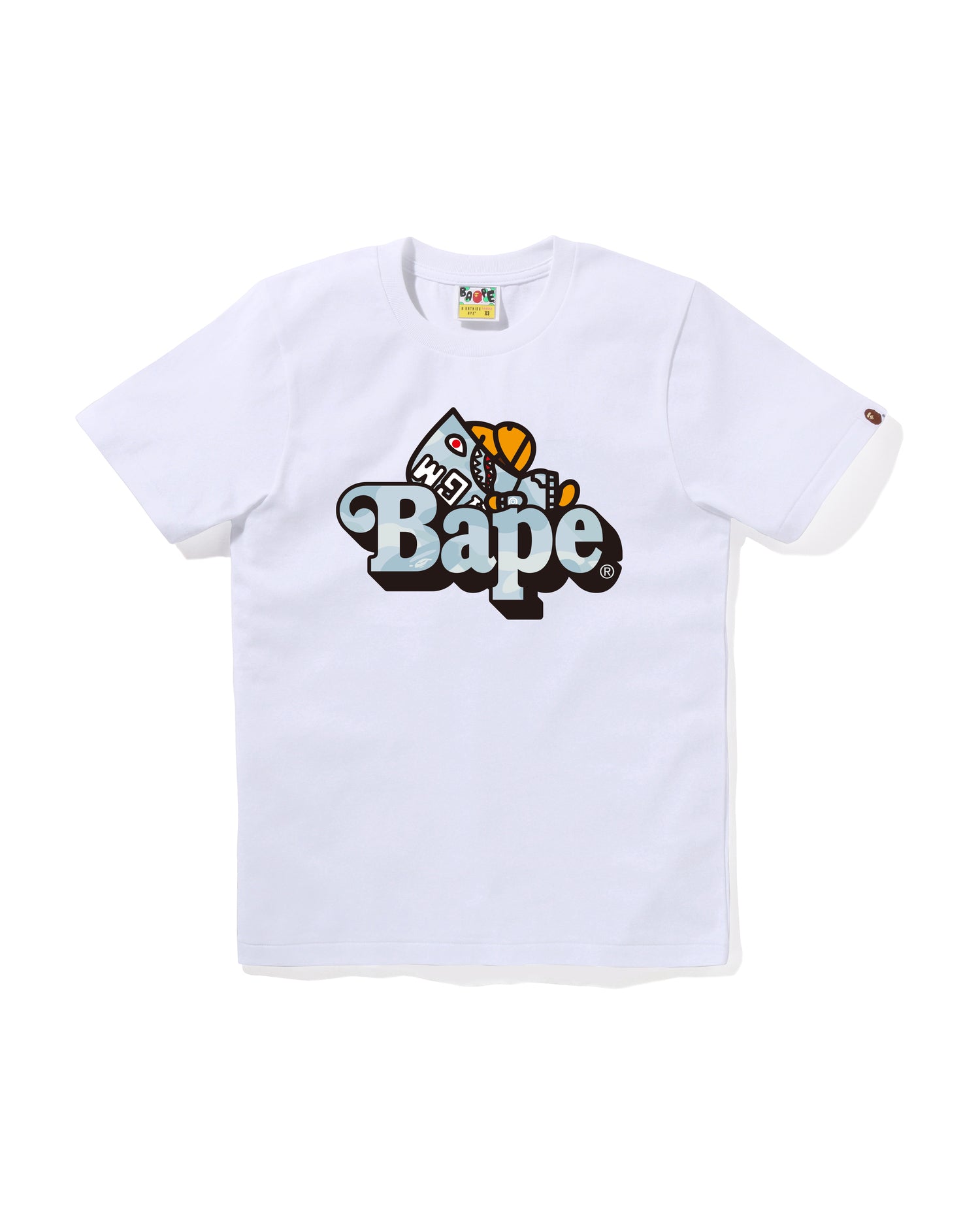 A BATHING APE® Pastel Color Camo Shark Milo on BAPE Tee | Bape