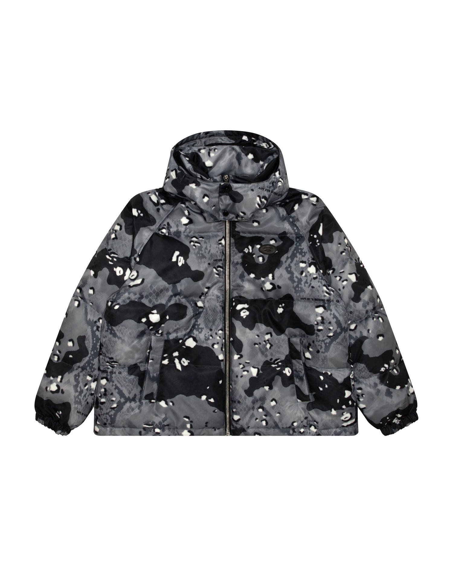 AAPE Moonface logo camo puffer jacket Bape official website INT.BAPE.COM