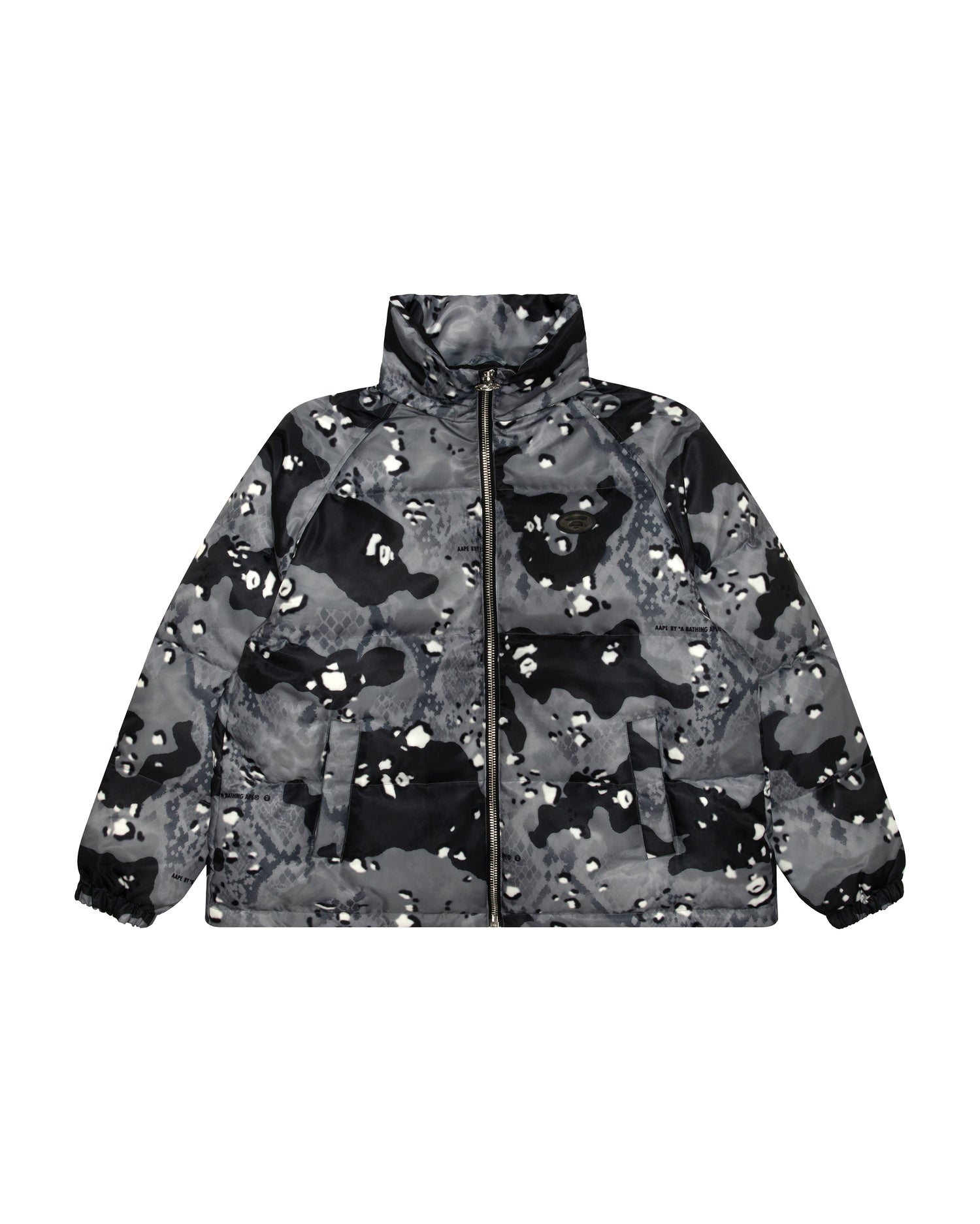 Moonface logo camo puffer jacket