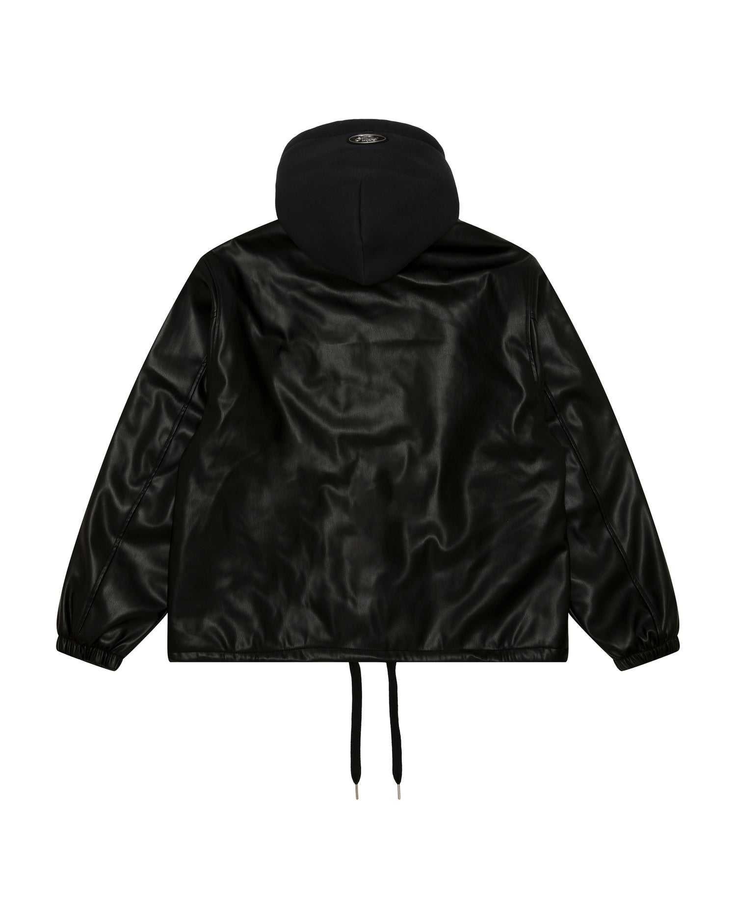 AAPE Moonface logo hooded faux leather jacket | Bape