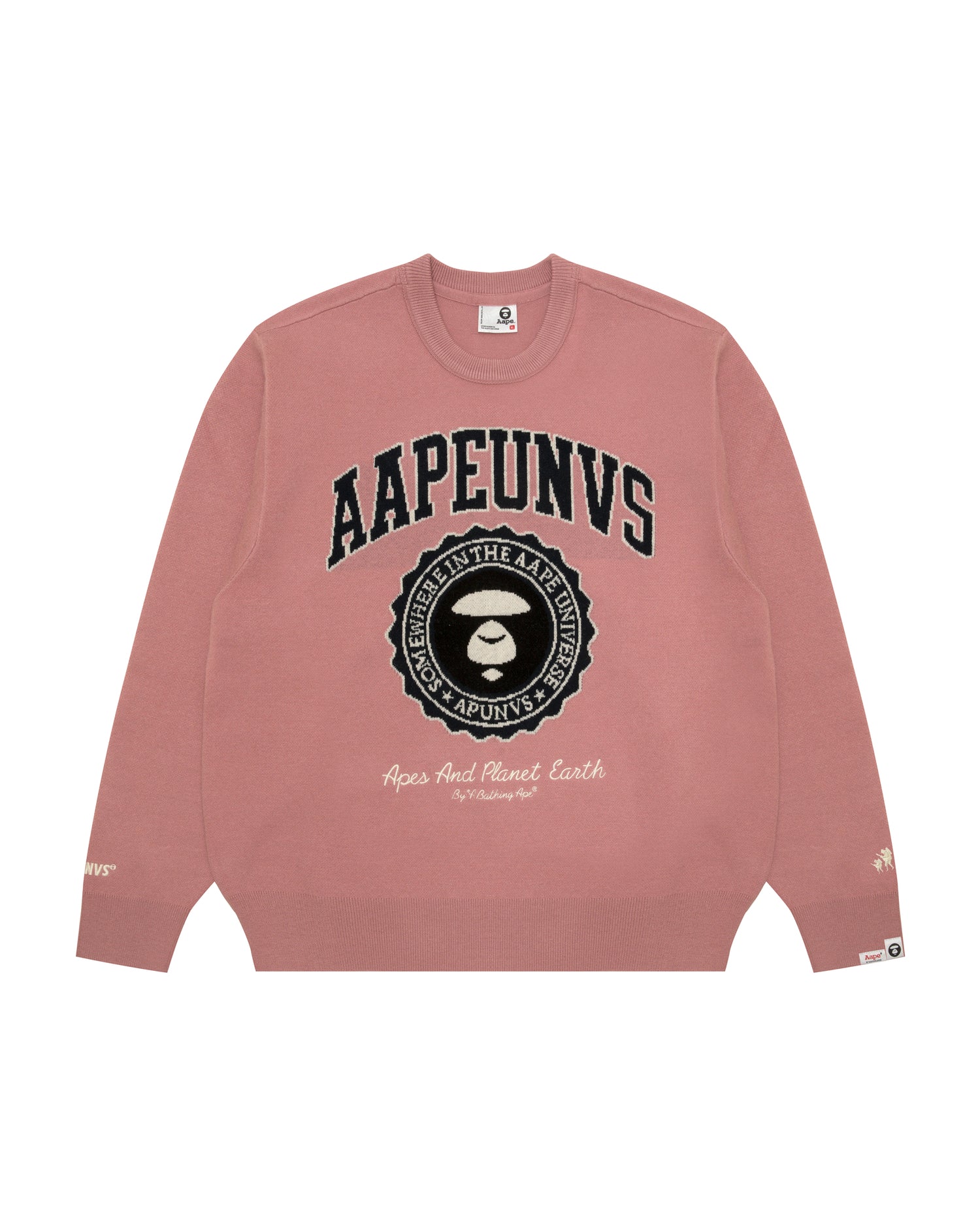 Aape AAPE UNVS moonface logo crew neck knit sweatshirt