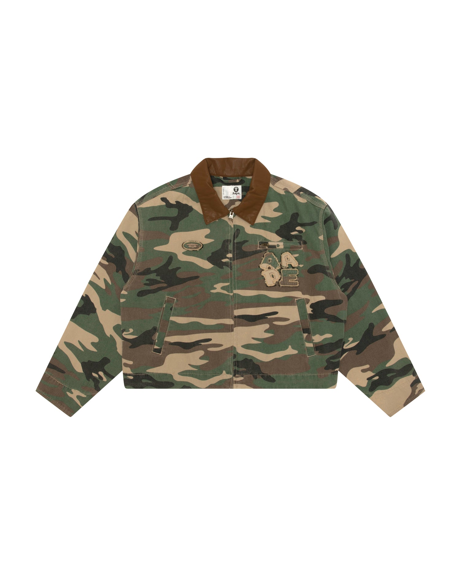 AAPE Moonface logo zip-up camo denim jacket | Bape official
