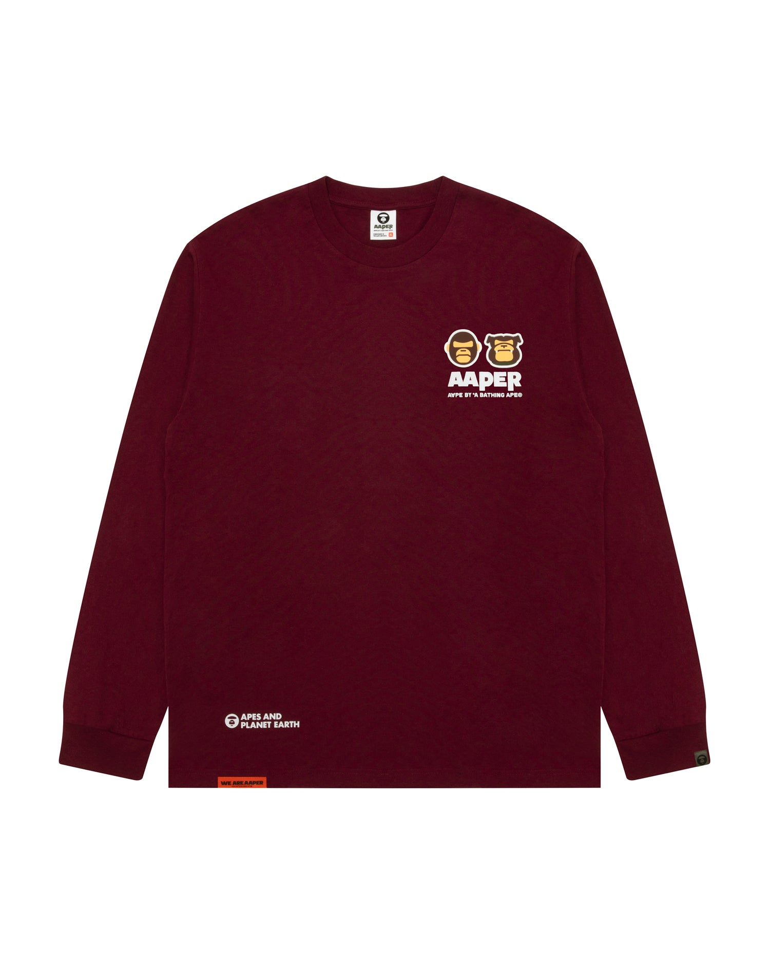 トップス A BATHING APE COLLEGE LS TEE BURGUNDY A BATHING APE® College Ls Tee | Bape official website – INT