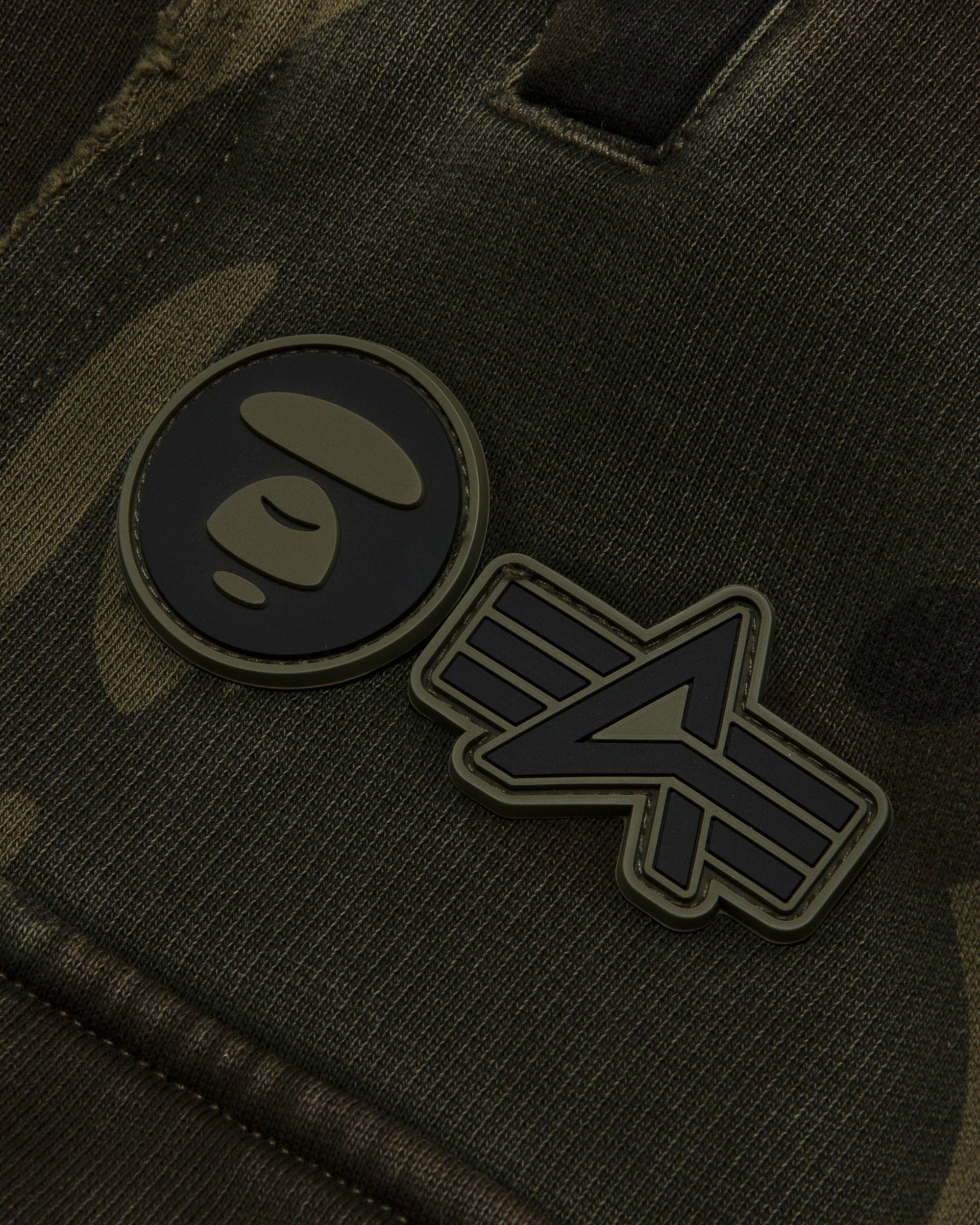 AAPE X Alpha Industries logo camo cargo sweat pants | Bape
