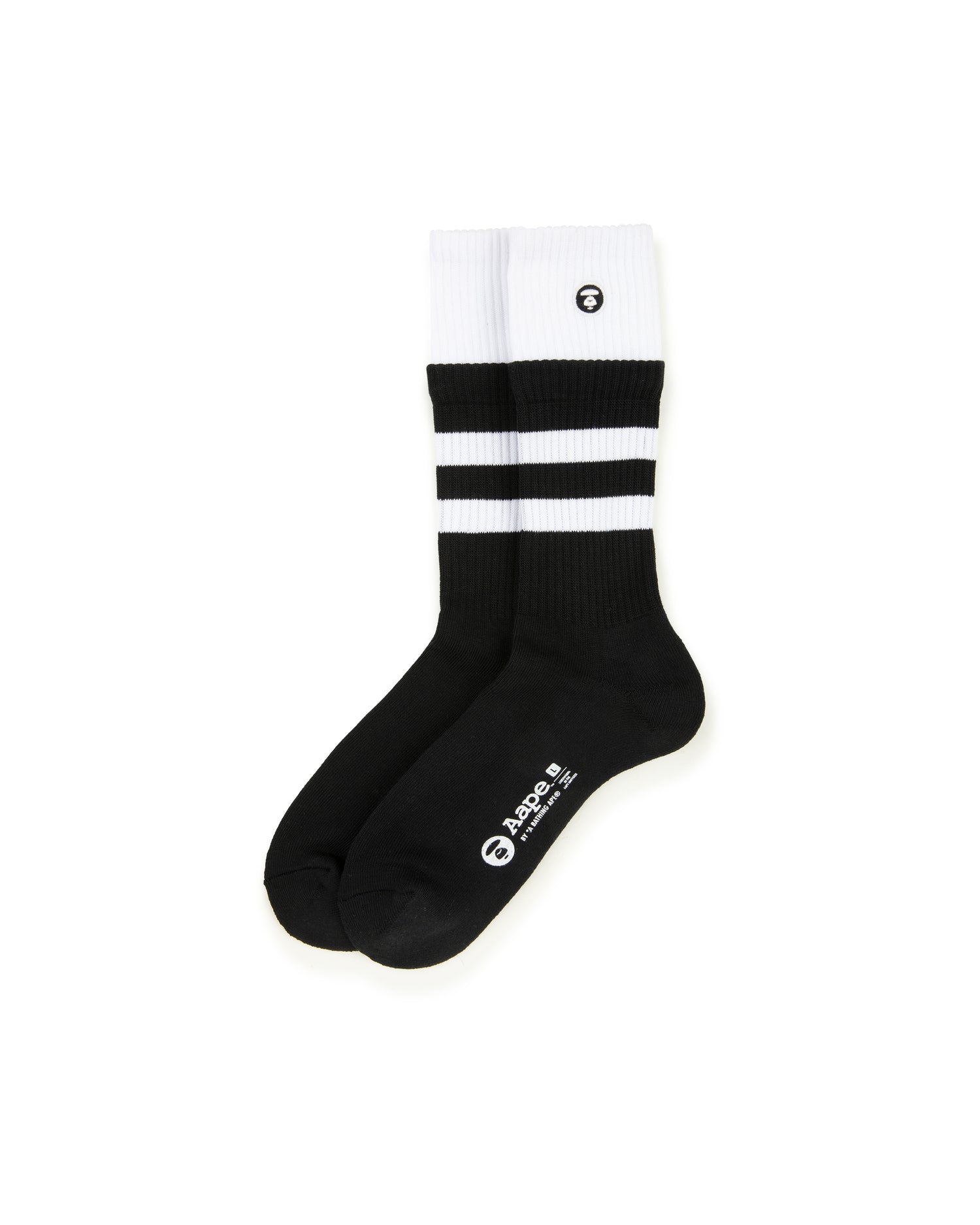 【AAPE by A BATHING APE】Moonface ロゴ アンクル ソックス ♪ AAPE Moonface logo striped crew socks | Bape official