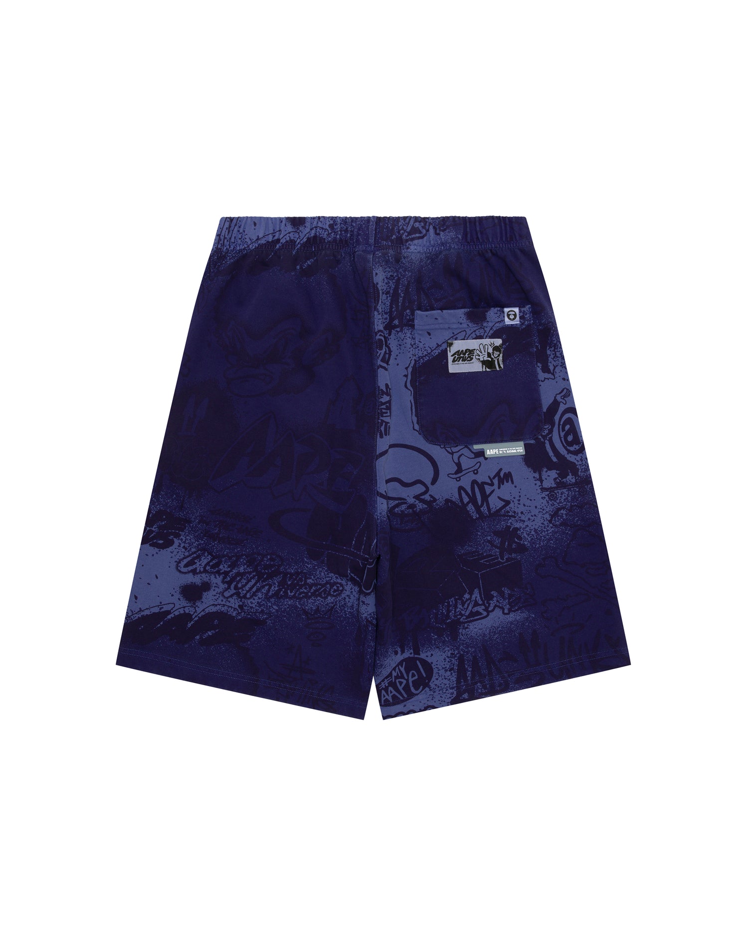【MCNCHIPS】square logo sweatshorts AAPE Moonface logo graffiti print sweat shorts | Bape