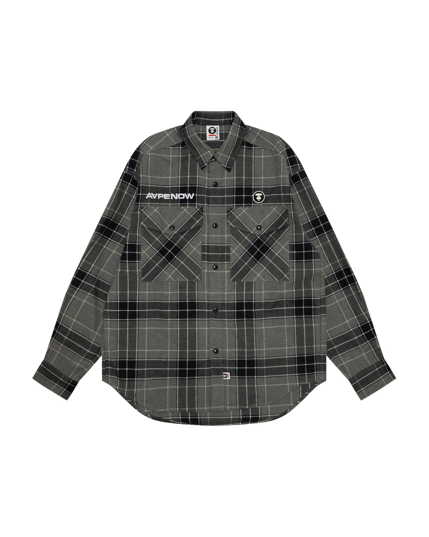 AAPE AAPENOW moonface logo check long sleeve shirt | Bape
