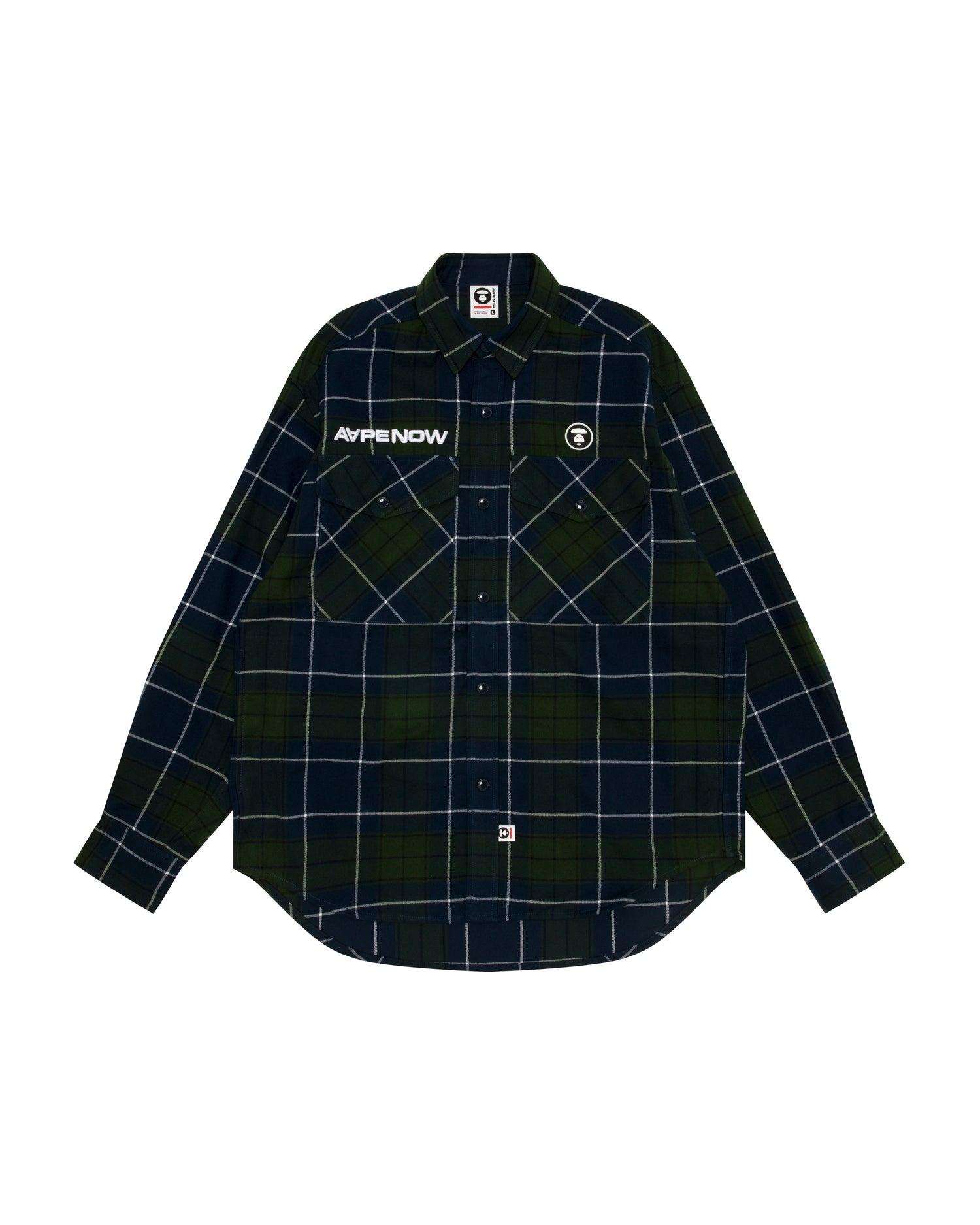 AAPE AAPENOW moonface logo check long sleeve shirt | Bape