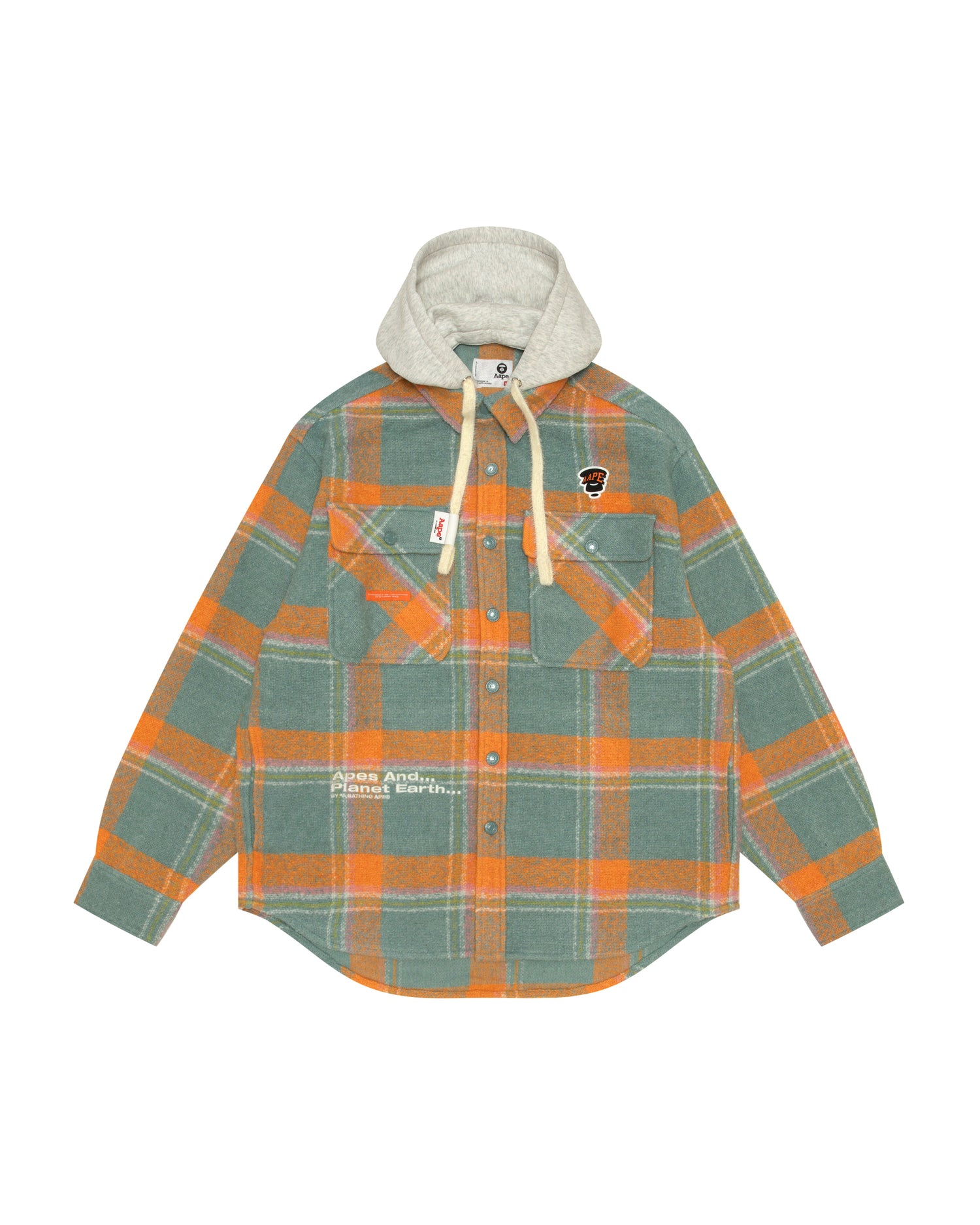AAPE Check hooded button down jacket | Bape official website