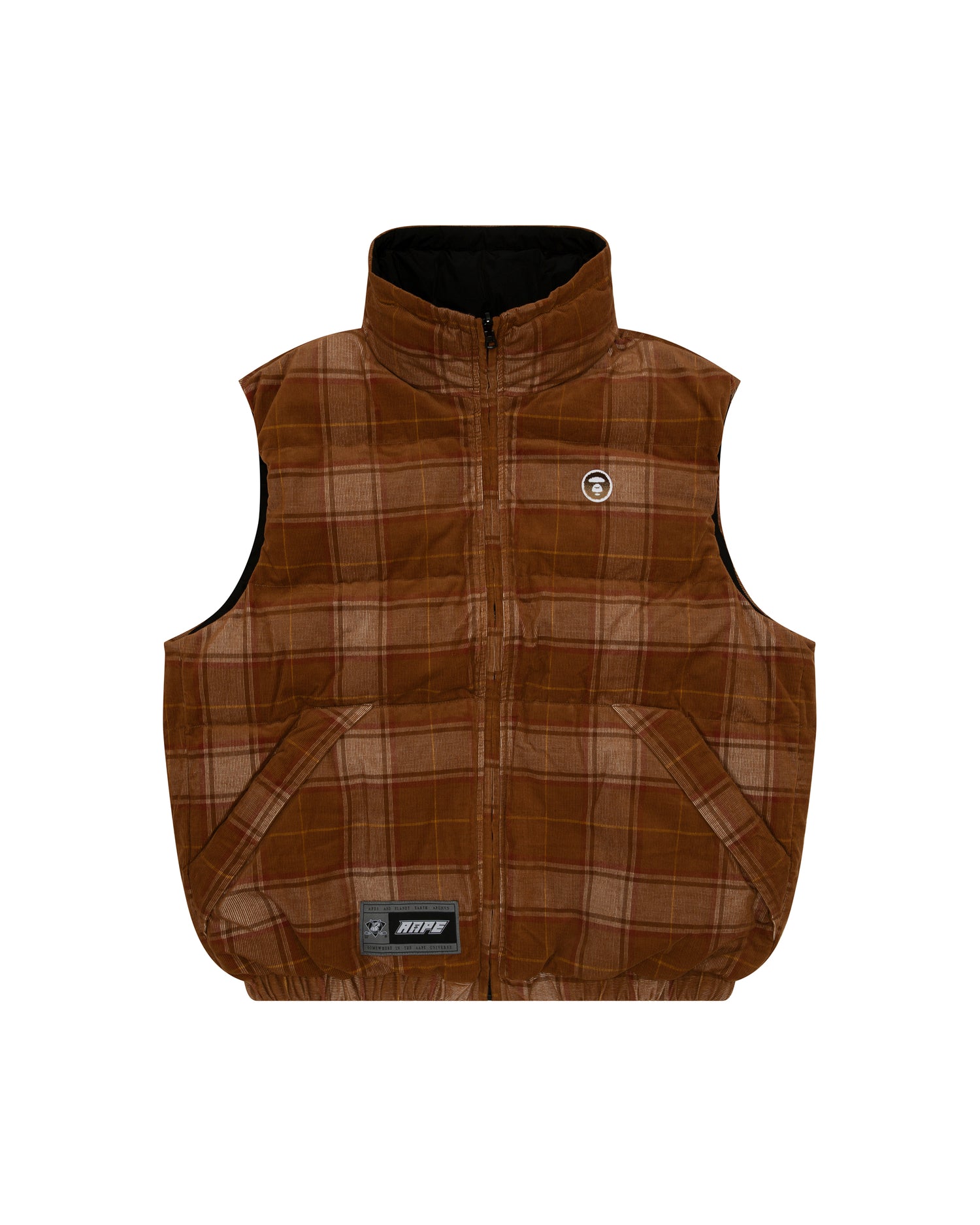 Aape Moonface logo check zip-up vest | Bape official website