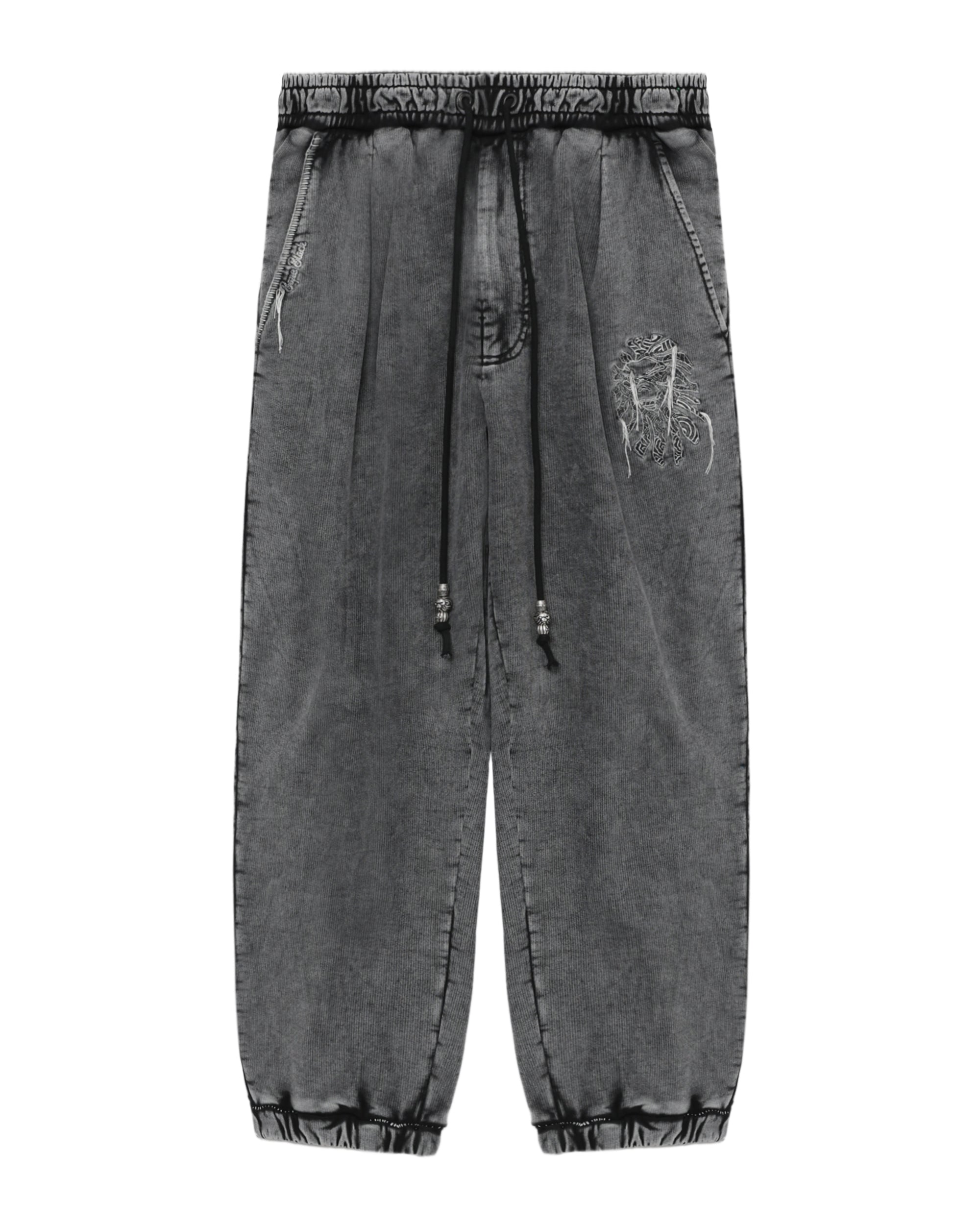 S ribbon smocking sweat pants　黒 BAGGY ATHLETIC SWEATPANTS BLACK – SPRWMN