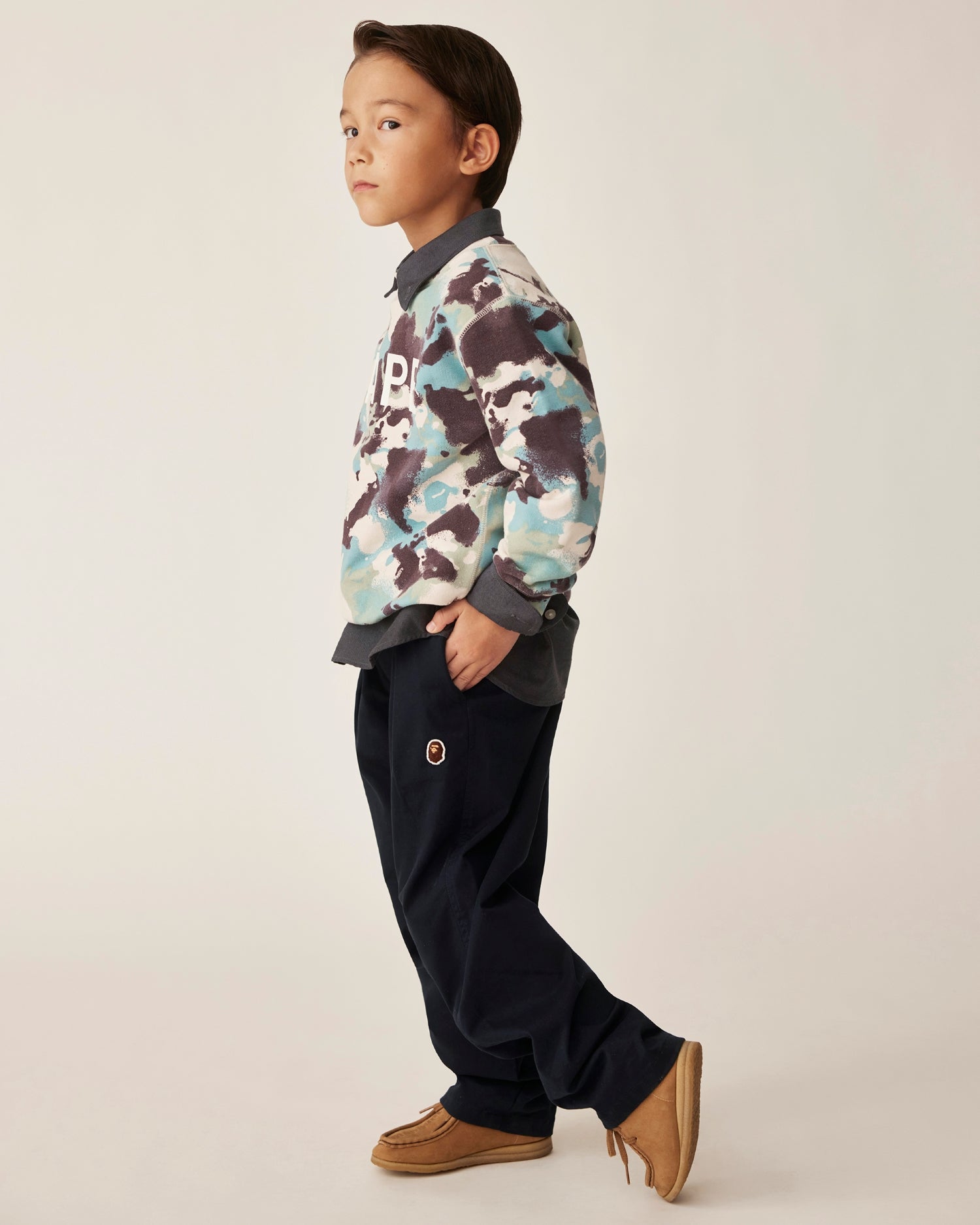 A BATHING APE® Kids 1st Camo Chino Pants | Bape official