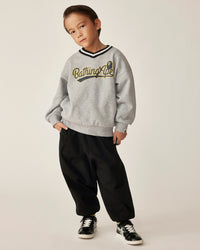 Kids Baseball Logo Relaxed Fit V-Neck Sweatshirt