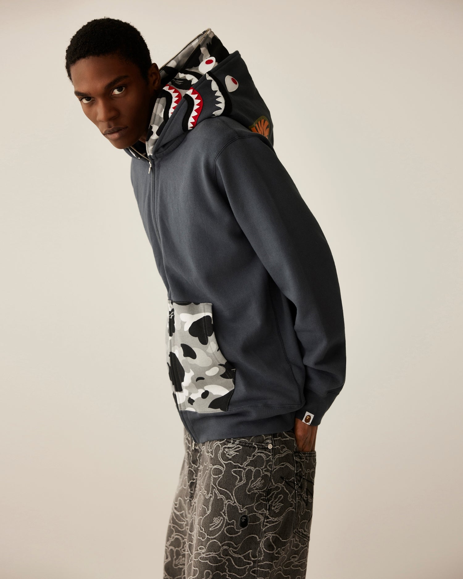 A BATHING APE® 1st Camo Shark Full Zip Double Hoodie | Bape