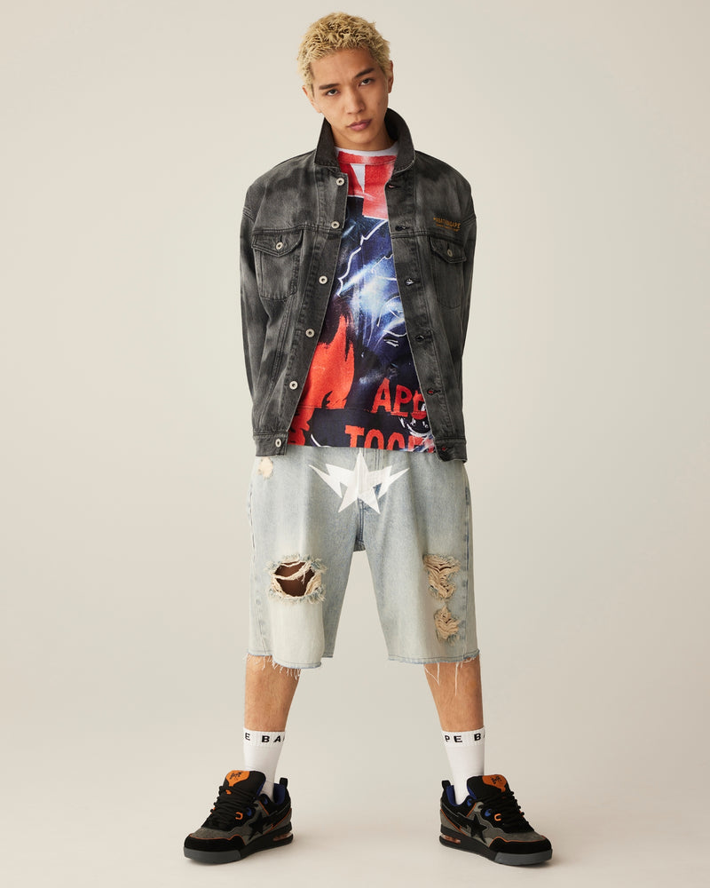 Destroyed STA Relaxed Fit 13oz Denim Shorts