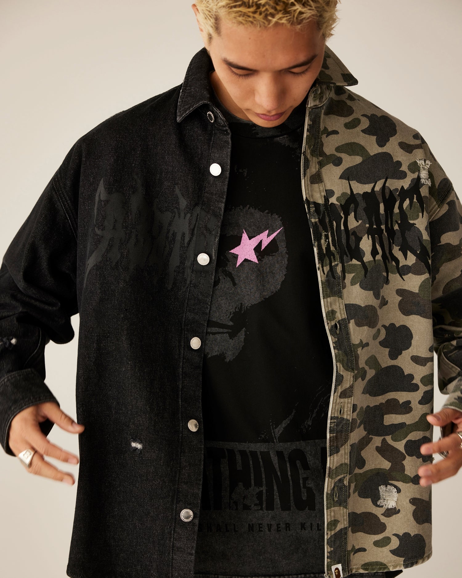 トップス BAPE GARMENT DYE LOGO RELAXED FIT TEE BAPE Garment Dye Logo Relaxed Fit Tee Black Men's - SS25 - US