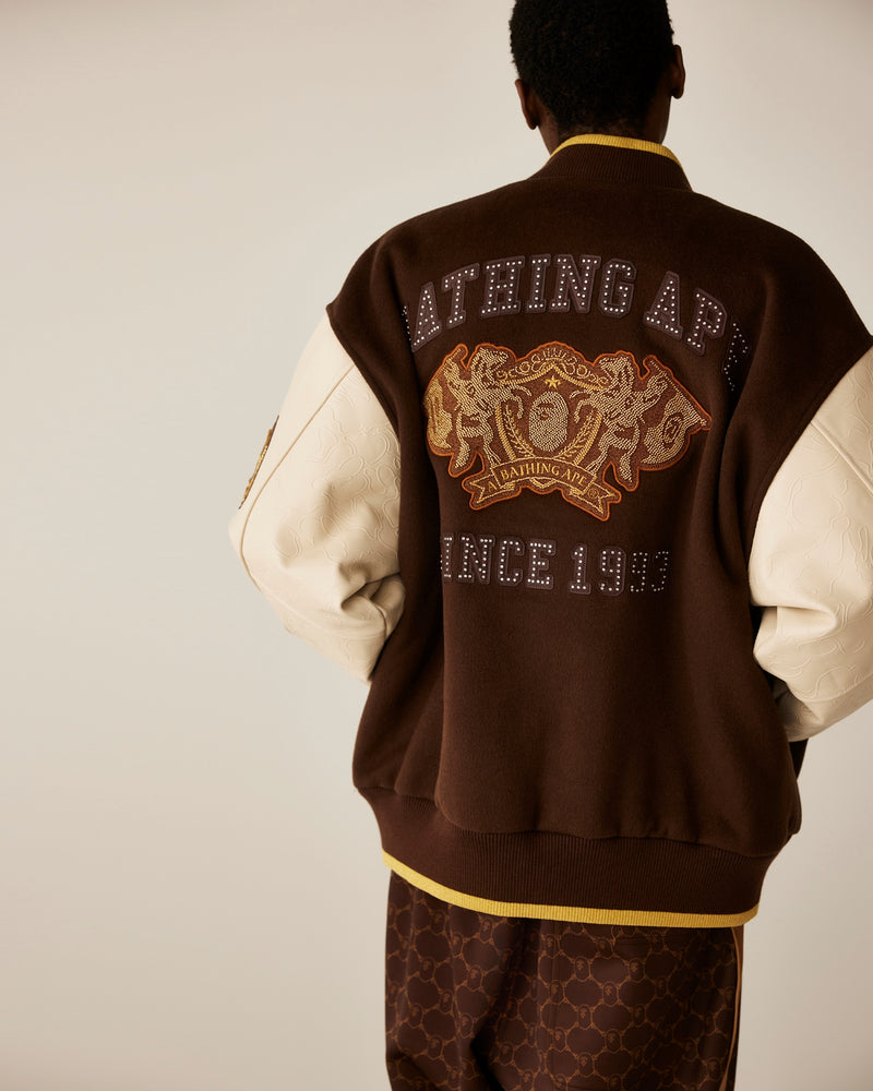 Line Camo Multi Logo Wool Varsity Jacket